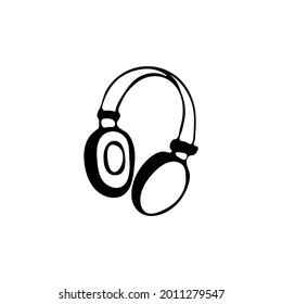 Doodle headphone image. Hand-drawn image for various designs.