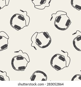 Doodle Headphone seamless pattern background