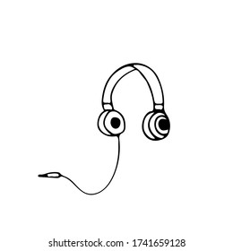 Icono de auriculares de Doodle en vector. Icono de auriculares dibujados a mano en vector. 