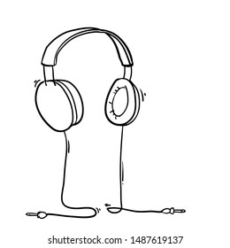 doodle headset earphone illustration handdrawn doodle style