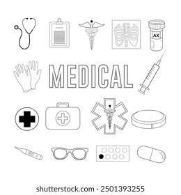 Doodle Health Vector Pack, Medical Clipart, Healthcare Clipart