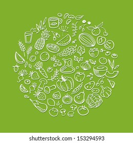 Doodle Healthy Food Icons
