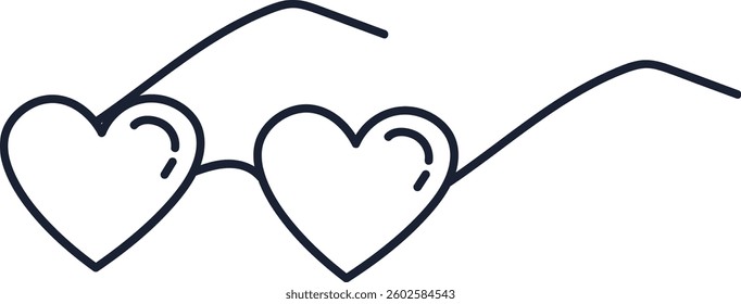 Doodle Hear Shape Sunglasses Vector Illustration