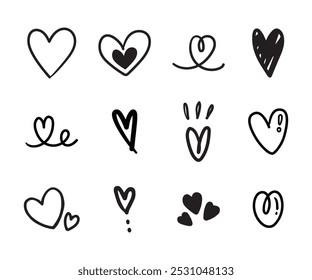 Doodle heart abstract handdrawn with black line for element and illustration