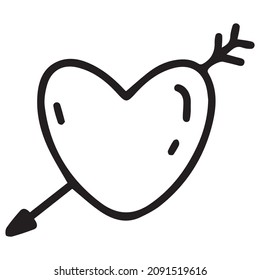 Corazón de garabato con icono de flecha