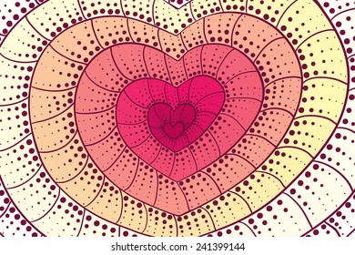Doodle heart background. Vector illustration.