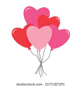 Doodle heart balloons valentine day clipart vector. Heart balloons coloring pages printable for valentine theme. Trace and color heart balloons. Valentine cute elements for card, poster, sticker.