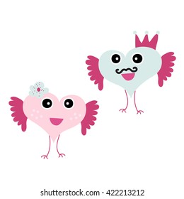 doodle heart  and bird design