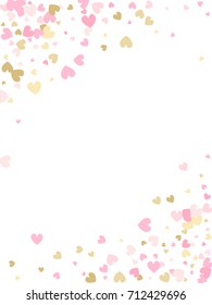 Doodle heart border vector pattern. Background frame illustration with love symbols heart confetti for wedding invitation card, Valentine's day border. Romantic feelings doodle, relationships concept.