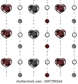 doodle heart and circle hand drawn shape background