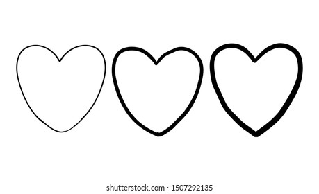 doodle heart collection vector with handddrawn style