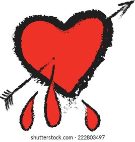 doodle heart and cupid arrow
