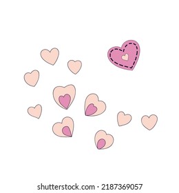 Doodle heart decorative element isolated on white background