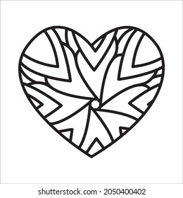 Doodle heart decorative mandala coloring page. Oriental pattern vector illustration isolated on white background