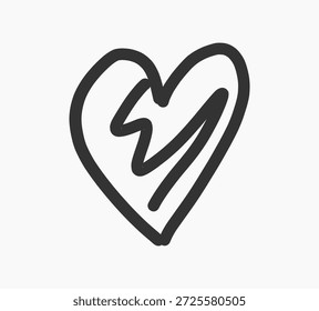 Icono de dibujo de corazón de Doodle. Elemento de diseño de Ilustración vectorial.