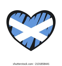 Doodle heart drawn in colors of Scotland flag