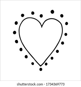 Doodle heart element. Hand drawn romantic illustration for logo, card, poster, textile, banner and other design. 