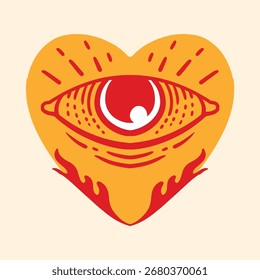 Doodle heart with eye vector illustration