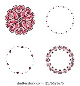 Doodle heart frame and flowers template concept collection. Simple aesthetic vector illustration. Perfect for wedding card decoration, banner, invitation, poster.



