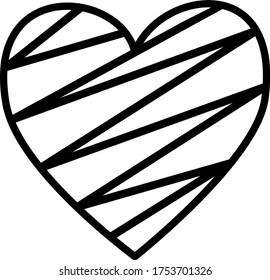 Doodle heart with geometric texture. Hand drawn vector illustration for cards, posters, stickers and professional design. Isolated on a white background.