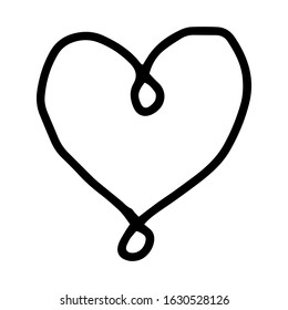 Doodle heart hand drawn drawing line. Heart with curls.Valentine's day. Wedding, love. Vector illustration