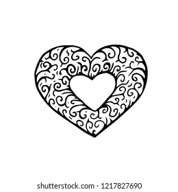 Doodle heart. Hand drawn vector illustration, Isolated on white background.