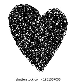 Doodle heart icon. Hand drawn and outline illustration of Doodle heart vector icon for web design