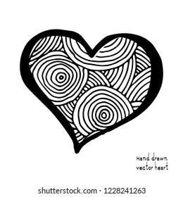 Doodle heart icon isolated on white background. Vector illustration of hand drawn sketched love symbol or wedding sign