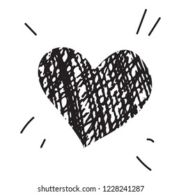 Doodle heart icon isolated on white background. Vector illustration of hand drawn sketched love symbol or wedding sign