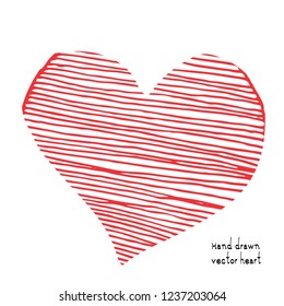 Doodle heart icon isolated on white background. Vector illustration of hand drawn sketched love symbol or wedding sign