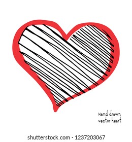 Doodle heart icon isolated on white background. Vector illustration of hand drawn sketched love symbol or wedding sign
