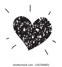 Doodle heart icon isolated on white background. Vector illustration of hand drawn sketched love symbol or wedding sign