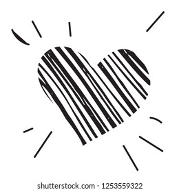 Doodle heart icon isolated on white background. Vector illustration of hand drawn sketched love symbol or wedding sign