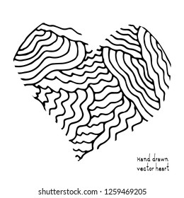 Doodle heart icon isolated on white background. Vector illustration of hand drawn sketched love symbol or wedding sign