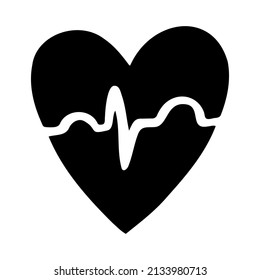 Doodle heart icon on medical topics, cardiogram, ambulance