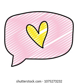 doodle heart inside chat bubble text message