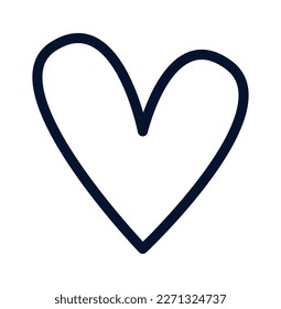 Doodle heart line shape flat icon. Vector illustration