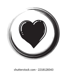 Doodle heart, Love in a circle, Vector Illustration.