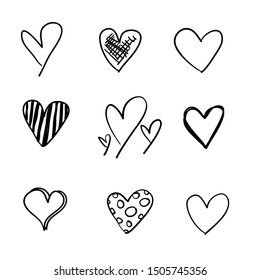 doodle heart love collection vector illustration