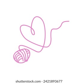 Corazón De Doodle Hecho Con Hilo De Woolen De La Bola De Yarn