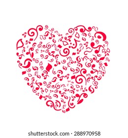 Doodle heart on white background