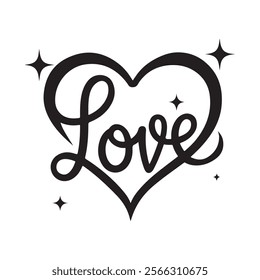 Doodle Heart, Open Heart black and white outline vector ,Heart silhouette, Love sign