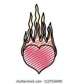 doodle heart passion with heard fire style
