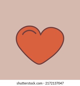 Doodle Heart in Retro style. Vector isolated illustrstion for sticker, posters,postcards and t shirt design in 1970 colors.