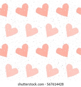 Doodle heart seamless background. Abstract childish pink heart pattern for design t-shirt, wedding card, bridal  invitation, valentine's day poster, brochures, album, scrapbook etc. 