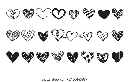 Doodle Heart Set, Set, Bundle, Shape