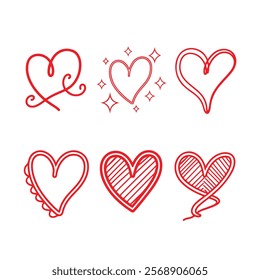 Doodle heart set. hand drawn style. love symbol. vector illustration