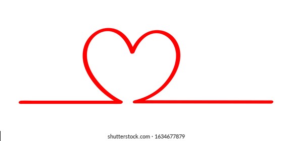 doodle heart shape in a line red isolated on white, red heart shape on a line strip row, heart shape art line sketch brush for valentine, heart sign with hand drawn for element wedding icon love card