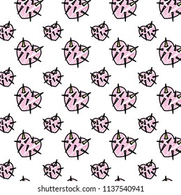 doodle heart shape with thorns style background