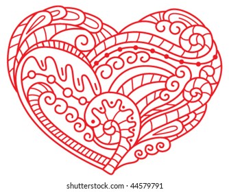 Doodle heart shape, vector illustration